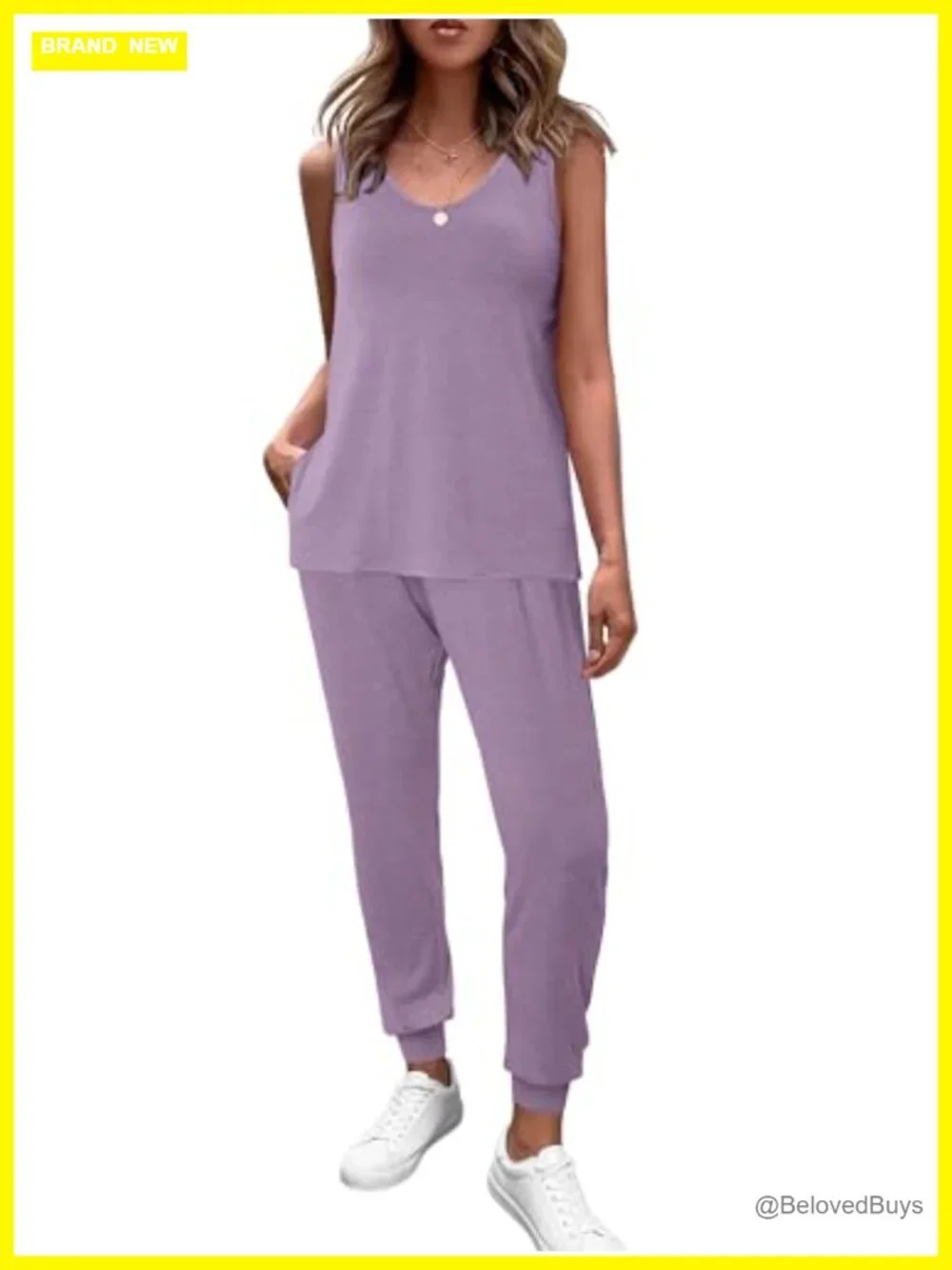 Two Piece Outfit Sleeveless Tank Top and Drawstring Jogger Pants S-XXL